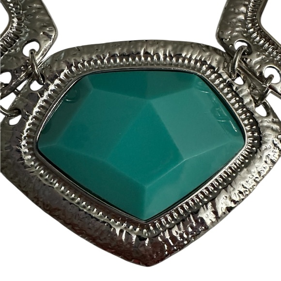 NWT Bansri Turquoise Chunky Statement Necklace in Silver tone NEW - Picture 4 of 14